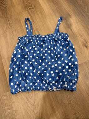 Blue Star Print Smocked Tank Top